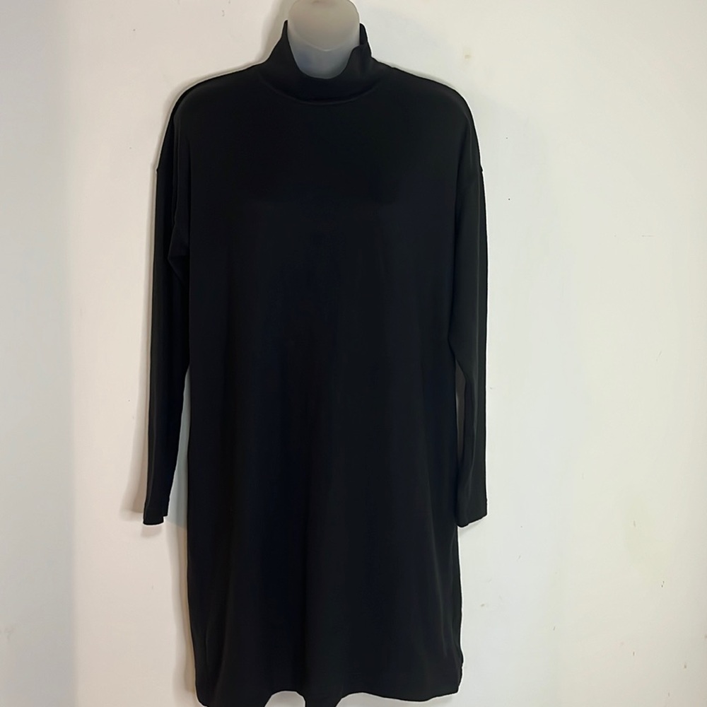 Uniqlo Knit Turtleneck Sweater Dress Womens Size S Black Long Sleeve Midi